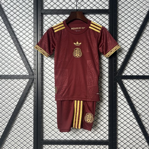 Youth Uniform Kids Kit 2025 Mexico Red Soccer Jersey Shorts Child Football Set