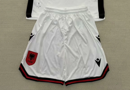 Fan Version 2025-2026 Albania Away White Soccer Shorts Football Shorts