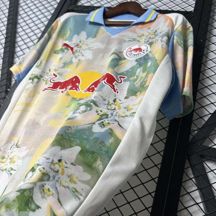 Fans Version 2025-2026 Red Bull Salzburg Away Flower Soccer Jersey Football Shirt