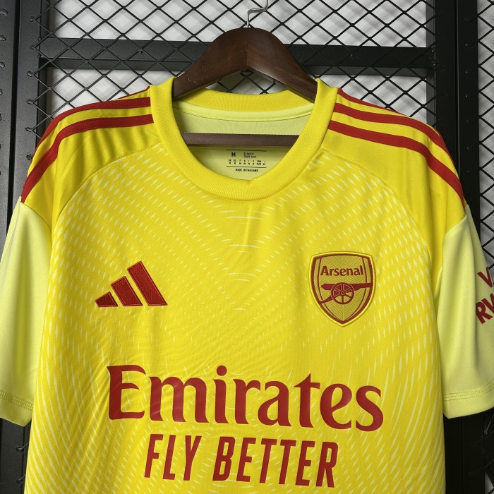 Fan Version Arsenal 2025-2026 Yellow Goalkeeper Soccer Jersey Football Shirt