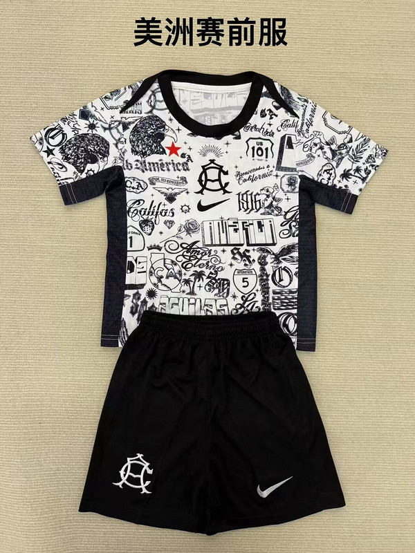 Youth Uniform Kids Kit Club America 2025-2026 Soccer Training Jersey Shorts Child Football Set