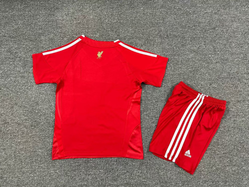 Retro Youth Uniform Kids Kit 2008-2009 Liverpool Home Soccer Jersey Shorts Vintage Child Football Set
