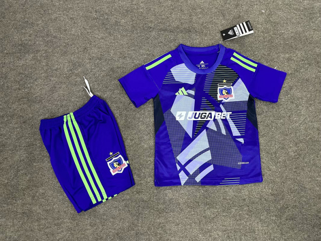 Youth Uniform Kids Kit 2025-2026 Colo-colo Purple Goalkeeper Soccer Jersey Shorts Child Football Set