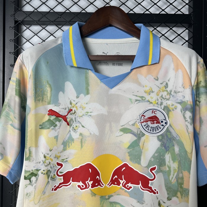Fans Version 2025-2026 Red Bull Salzburg Away Flower Soccer Jersey Football Shirt