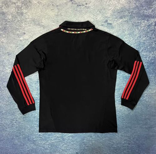 Long Sleeve Retro Jersey 2011-2012 AC Milan Away Black Soccer Jersey Vintage Football Shirt