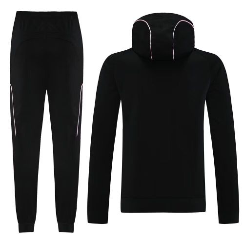 with Caps 2025-2026 Inter Miami Black/Pink Soccer Training Sweater and Pants Football Kit
