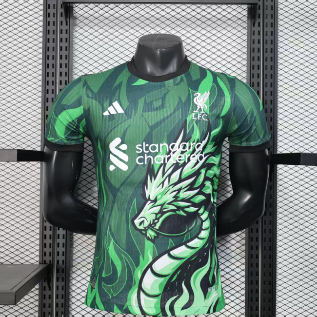 Player Version 2025-2026 Liverpool Green Drogan Soccer Jersey Football Shirt