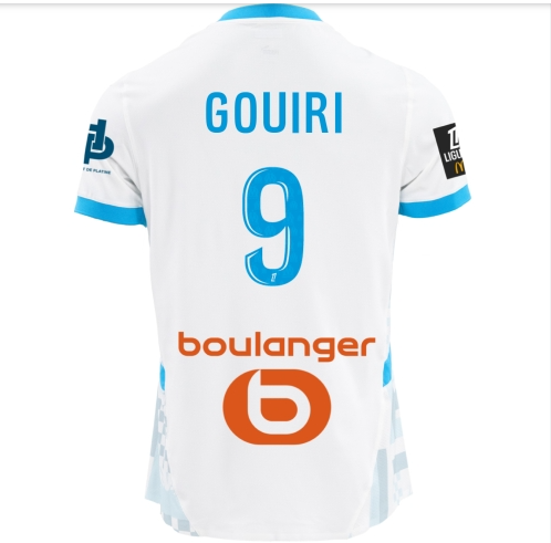 with Ligue 1 Patch Fan Version 2024-2025 Olympique de Marseille GOUIRI 9 Home Soccer Jersey Football Shirt