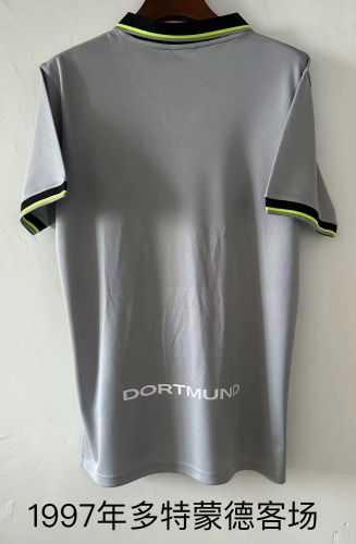 Retro Jersey 1997 Borussia Dortmund Away Grey Soccer Jersey BVB Vintage Football Shirt