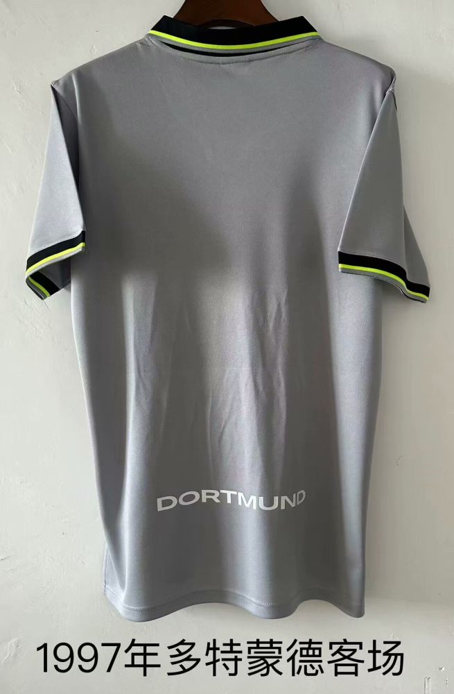 Retro Jersey 1997 Borussia Dortmund Away Grey Soccer Jersey BVB Vintage Football Shirt