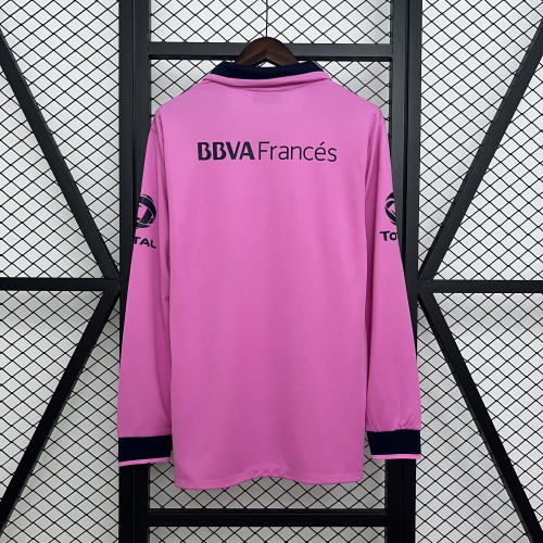Long Sleeve Retro Jersey 2013-2014 Boca Juniors Away Pink Soccer Jersey Vintage Football Shirt
