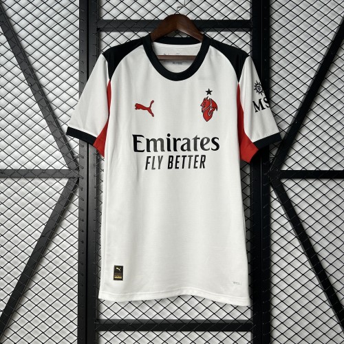 Fan Version 2025-2026 AC Milan Away White Soccer Jersey AC Football Shirt