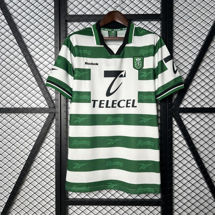Retro Jersey 1999-2000 Sporting Lisbon Home Soccer Jersey Vintage Football Shirt