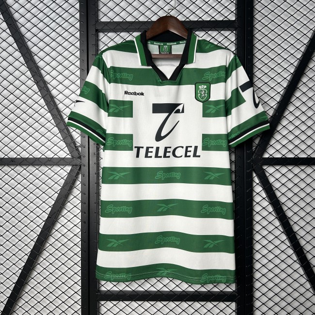 Retro Jersey 1999-2000 Sporting Lisbon Home Soccer Jersey Vintage Football Shirt