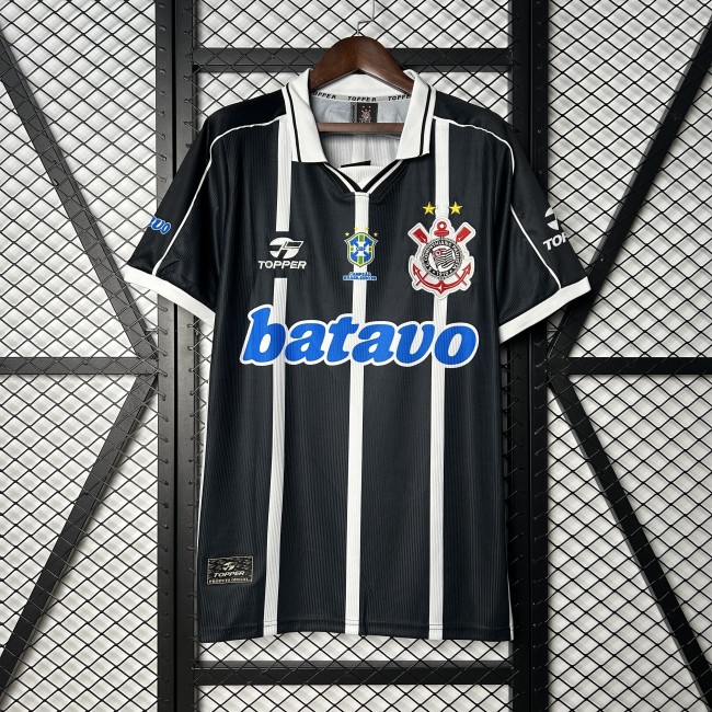 Retro Jersey 1999-2000 Corinthians Away Black Soccer Shirt Vintage Soccer Jersey