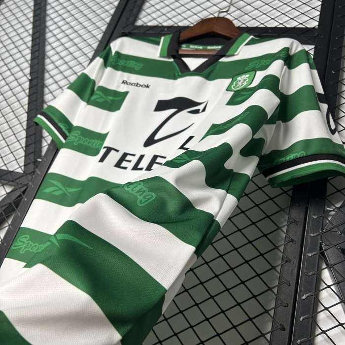 Retro Jersey 1999-2000 Sporting Lisbon Home Soccer Jersey Vintage Football Shirt