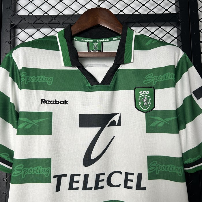 Retro Jersey 1999-2000 Sporting Lisbon Home Soccer Jersey Vintage Football Shirt
