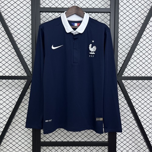 Long Sleeve Retro Jersey 2014 France Home Soccer Jersey Vintage Football Shirt