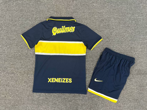 Retro Kids Kit Youth Uniform 1996-1997 Boca Juniors Home Soccer Jersey Shorts Child Vintage Football Kit