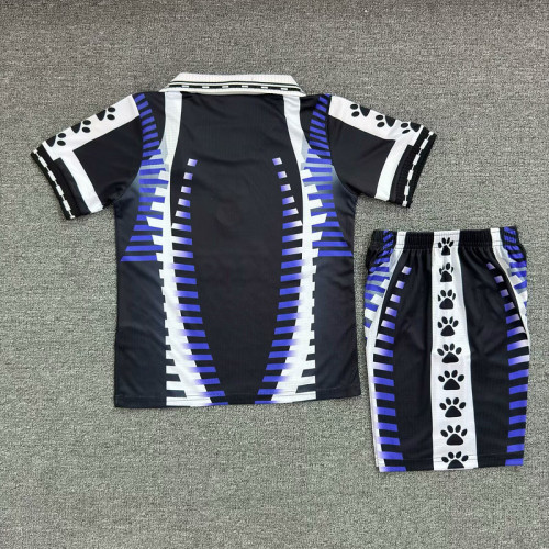 Retro Youth Uniform Kids Kit 1997-1998 Real Madrid Third Away Purple Soccer Jersey Shorts Vintage Child Football Set