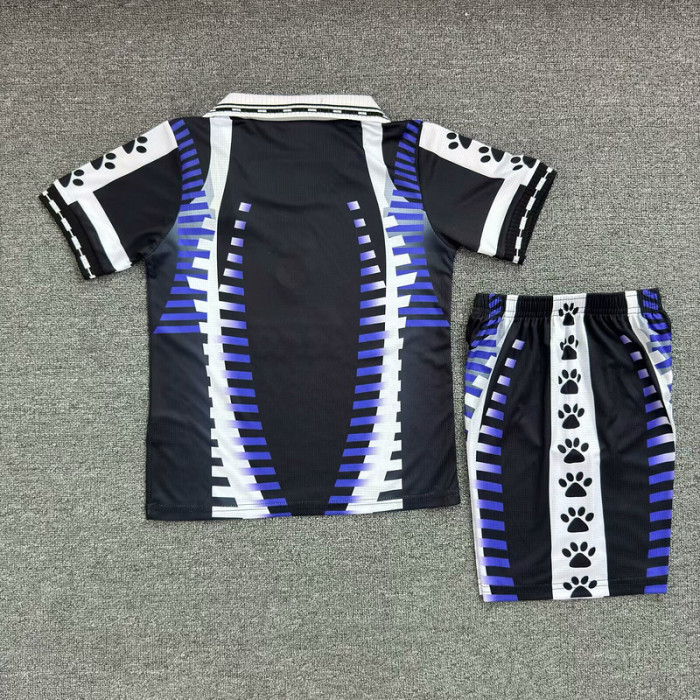 Retro Youth Uniform Kids Kit 1997-1998 Real Madrid Third Away Purple Soccer Jersey Shorts Vintage Child Football Set