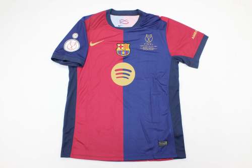 with Front Lettering+Copa Del Rey Patch Barca Camisetas de Futbol Fans Version 2024-2025 Barcelona Home Soccer Jersey