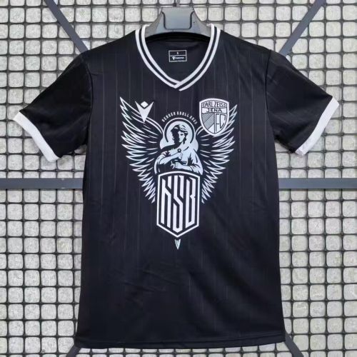 Fan Version 2025-2026 Carl Zeiss Jena Away Black Soccer Jersey Football Shirt