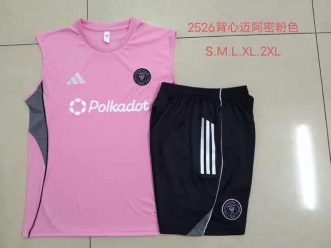 Adult Uniform 2025-2026 Inter Miami Pink Soccer Vest Shorts Men's Football Kit