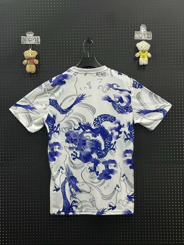 Fans Version 2025-2026 Real Madrid White/Blue Dragon Soccer Jersey Real Football Shirt