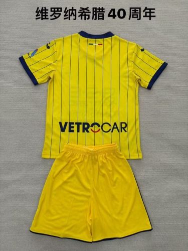 Adult Uniform 2025-2026 Hellas Verona 120th Anniversary Yellow Soccer Jersey Shorts