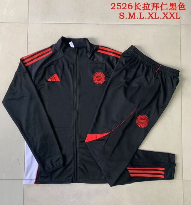 Youth 2025-2026 Bayern Munich Black Soccer Training Jacket Football Jacket and Pants
