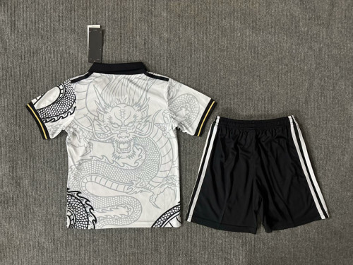 Youth Uniform Kids Kit 2025-2026 Real Madrid White Dragon Soccer Training Jersey Shorts Child Football Set