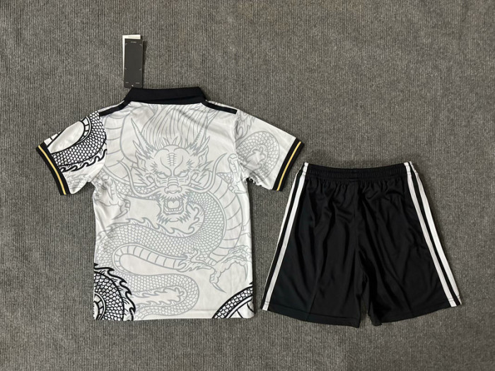 Youth Uniform Kids Kit 2025-2026 Real Madrid White Dragon Soccer Training Jersey Shorts Child Football Set