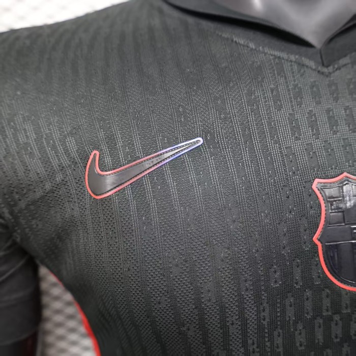 Barca Camisetas de Futbol Player Version 2024-2025 Barcelona Travis Scott Away Black Soccer Jersey