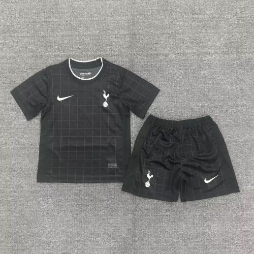 without Sponor Logo Youth Uniform Kids Kit TOT 2025-2026 Away Black Soccer Jersey Shorts Child Football Set