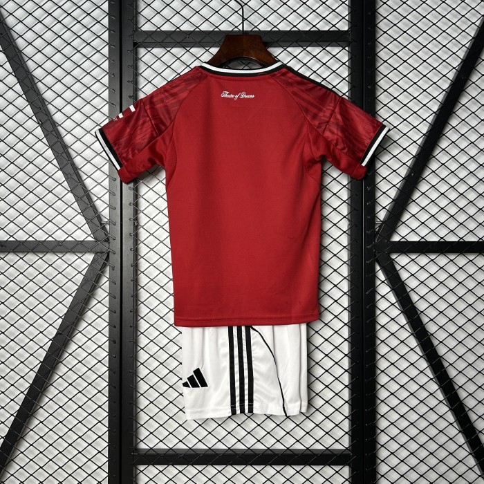 Youth Uniform Kids Kit 2025-2026 Manchester United Home Soccer Jersey Shorts Child Football Set