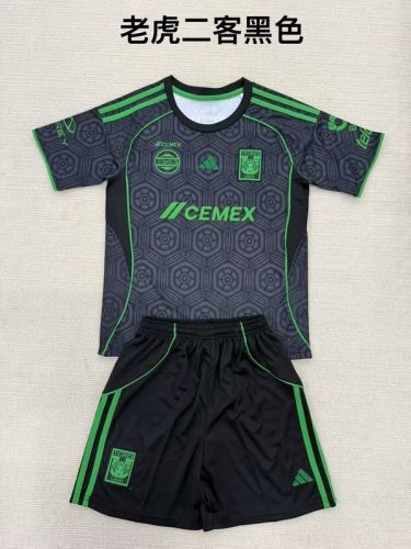Adult Uniform 2025-2026 Tigres UANL Third Away Black Soccer Jersey Shorts Men's Football Kit