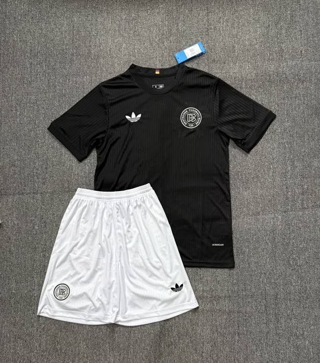 Adult Uniform 2025 Germany Black 125th Anniversary Soccer Jersey Shorts Men's Football Kit