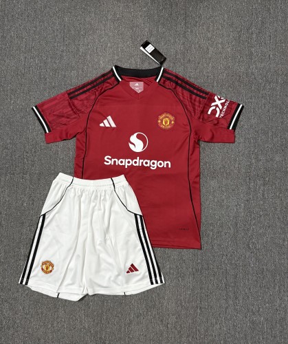 Adult Uniform 2025-2026 Manchester United Home Soccer Jersey Shorts Man U Football Kit