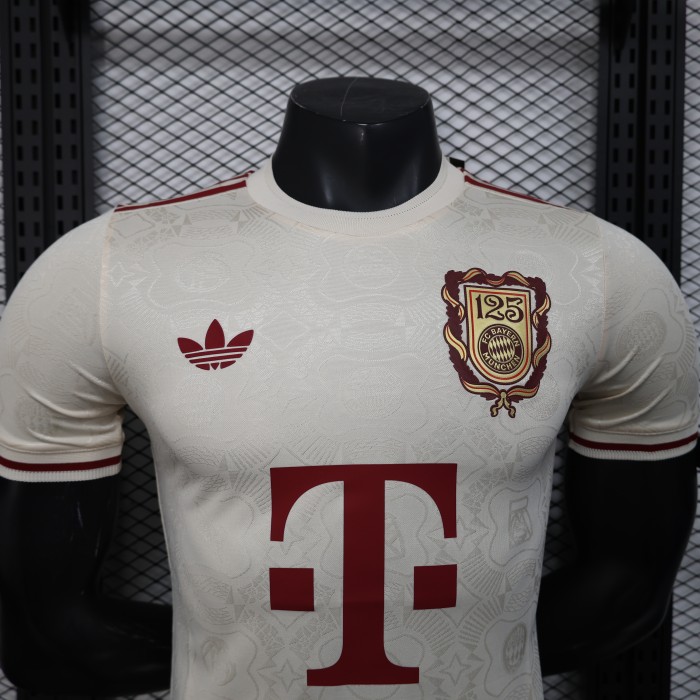 Player Version 2024-2025 Bayern Munich 125th Anniversary Soccer Jersey Bayern Munchen Beige Football Shirt