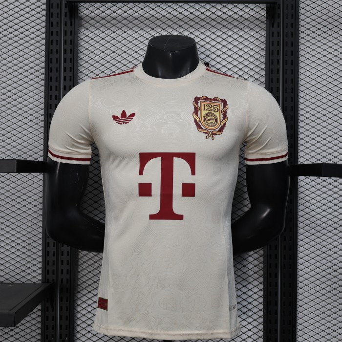 Player Version 2024-2025 Bayern Munich 125th Anniversary Soccer Jersey Bayern Munchen Beige Football Shirt