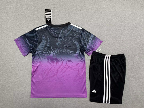 Youth Uniform Kids Kit 2025-2026 Real Madrid Black/Purple Dragon Soccer Training Jersey Shorts Child Football Set