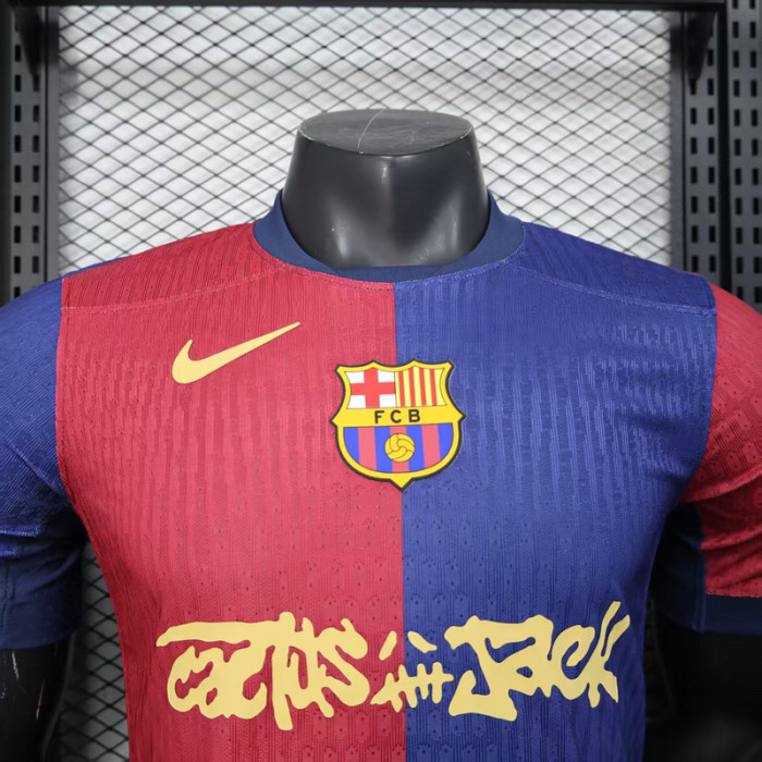 Barca Camisetas de Futbol Player Version 2024-2025 Barcelona Travis Scott Home Soccer Jersey