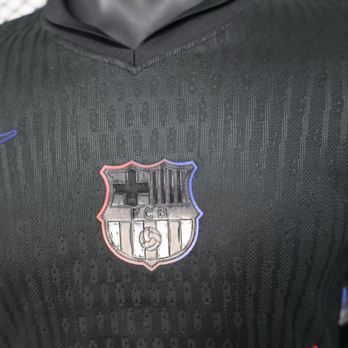 Barca Camisetas de Futbol Player Version 2024-2025 Barcelona Travis Scott Away Black Soccer Jersey