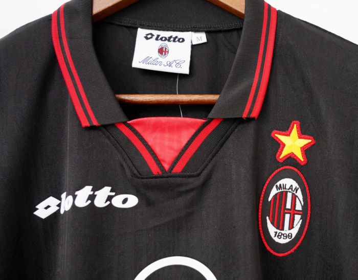 Retro Jersey 1997-1998 AC Milan Away Black Soccer Jersey Vintage Football Shirt