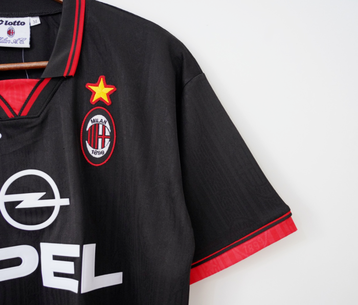 Retro Jersey 1997-1998 AC Milan Away Black Soccer Jersey Vintage Football Shirt