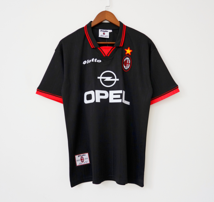 Retro Jersey 1997-1998 AC Milan Away Black Soccer Jersey Vintage Football Shirt