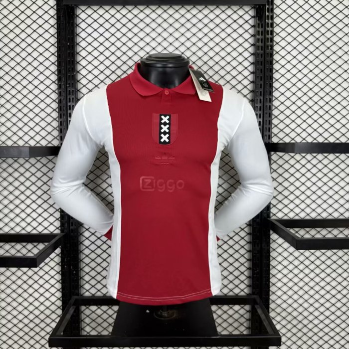 Long Sleeve Player Version 2025-2026 Ajax 125th Anniversary Soccer Jersey Football Shirt