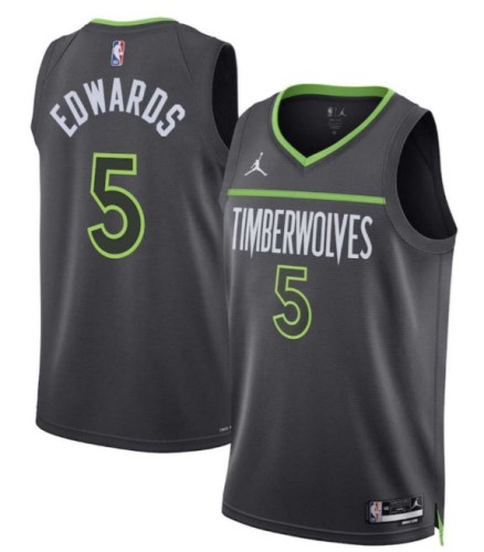 Minnesota Timberwolves 5 EDWARDS Black NBA Jersey Basketball Shirt