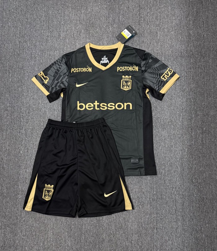 Adult Uniform 2025-2026 Atletico Nacional de Medellin Away Black Soccer Jersey Shorts Men's Football Kit